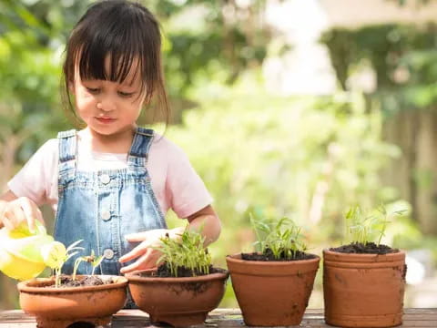 a young girl holding a flower