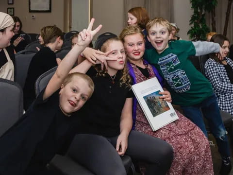 a group of people sitting together