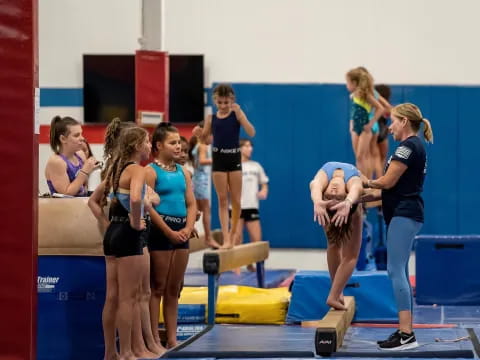 a group of women in a gym