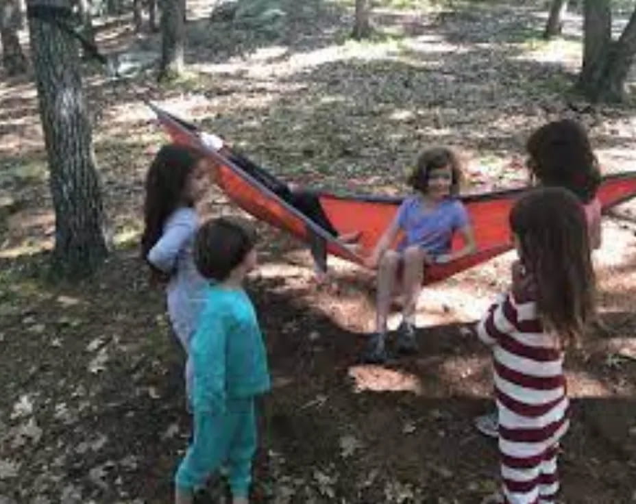 a group of children playing with a kite