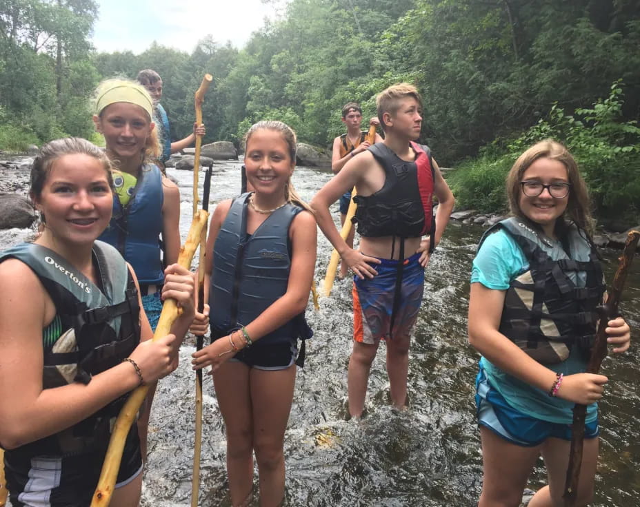 a group of people in the water