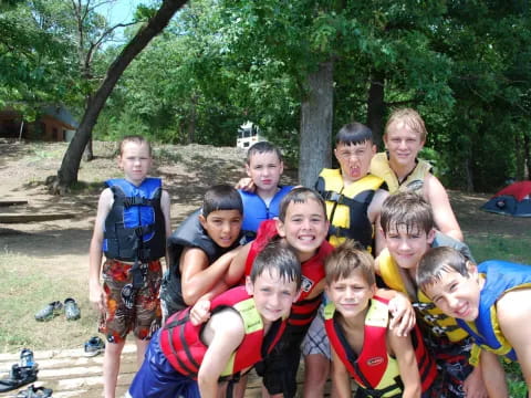 a group of boys posing for a photo