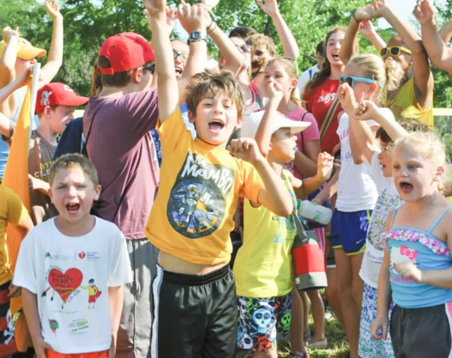 a group of children running