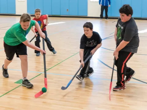 a group of boys playing a game