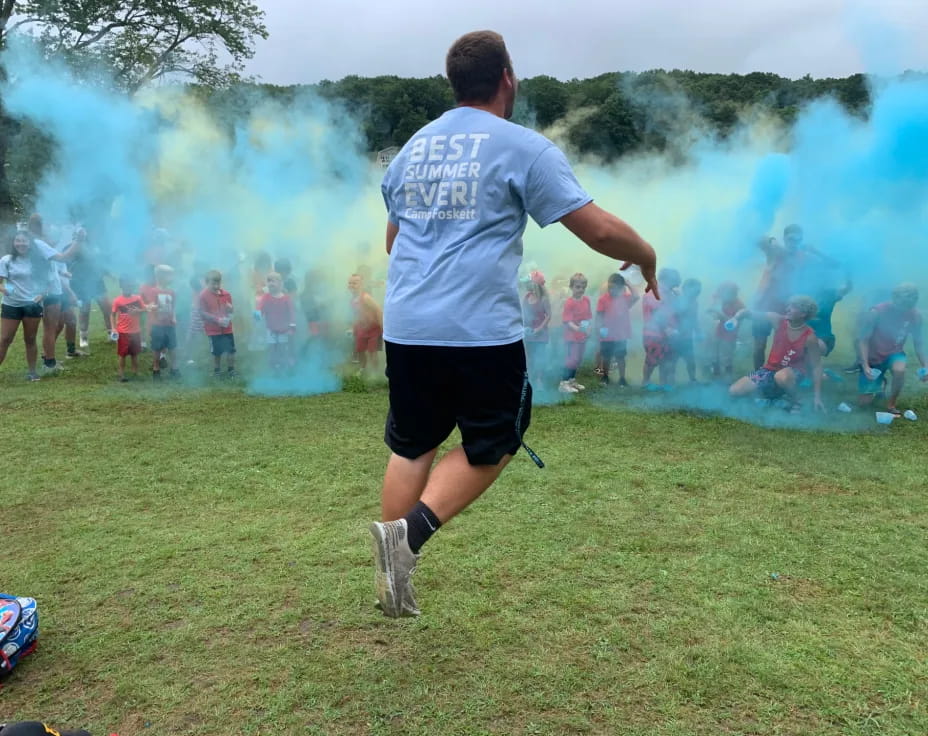 a man running in a field