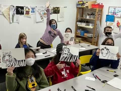 a group of people in a classroom