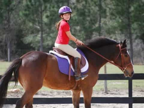 a girl riding a horse