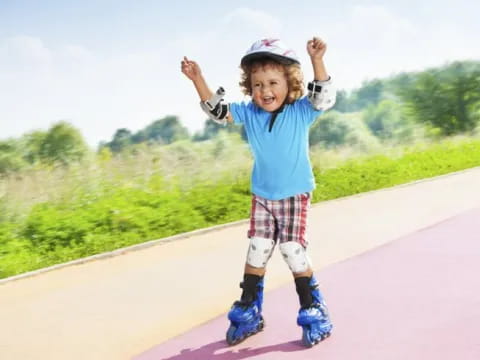 a child wearing roller skates