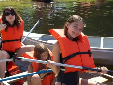 a group of people in a boat