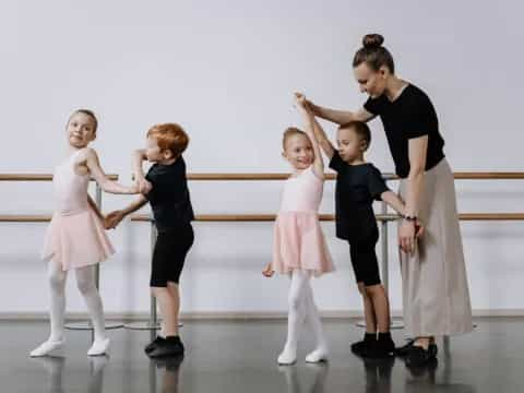 a group of children dancing