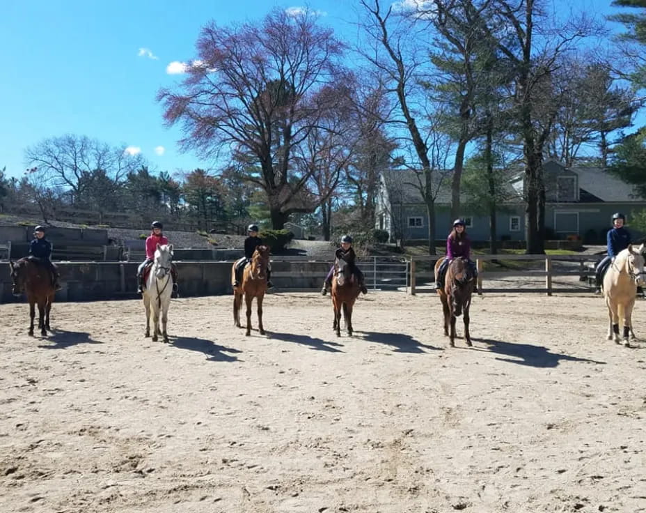 people riding horses on a beach