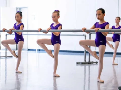 a group of women in leotards on a stage