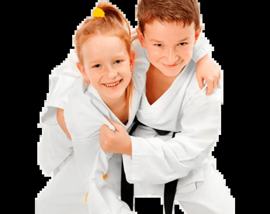 a couple of kids wearing white lab coats and posing for the camera