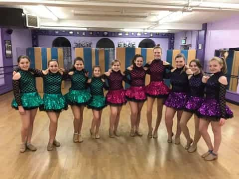 a group of girls in a dance class