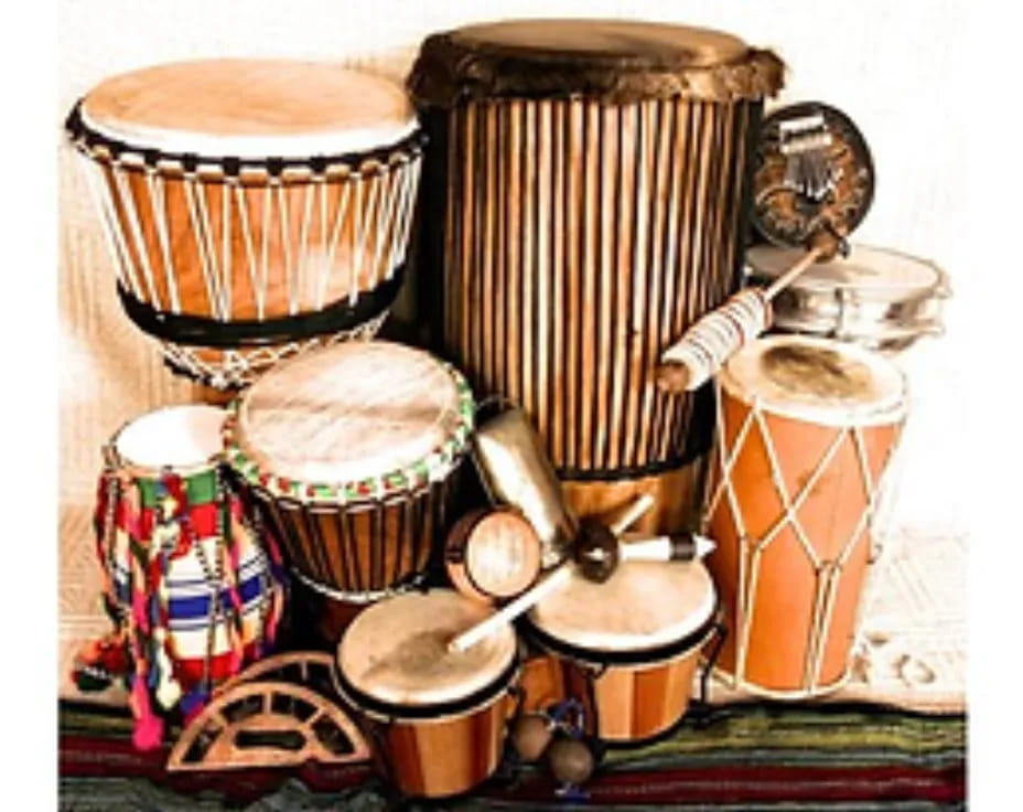 a drum set with drums
