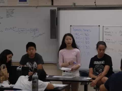 a group of students in a classroom