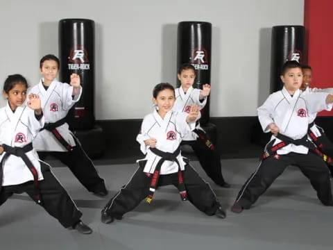 a group of people in karate uniforms