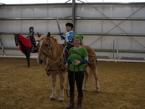 a group of people on horses