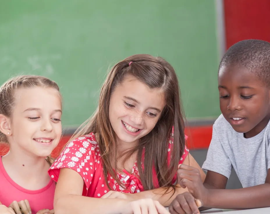 a group of children smiling