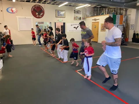 a group of children in a gym