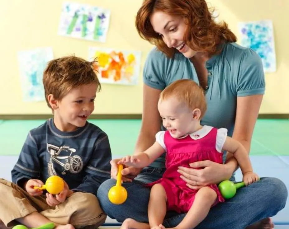 a person and two children