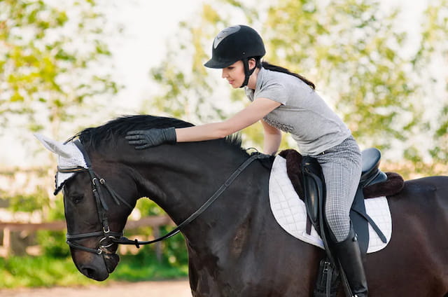 a man riding a horse