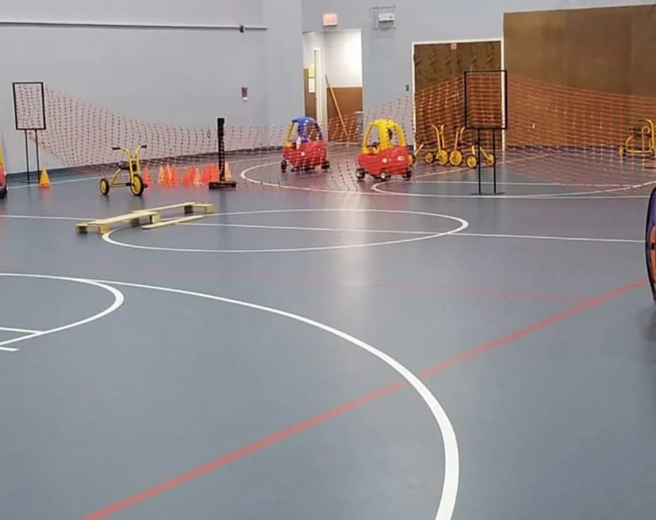 a large empty basketball court