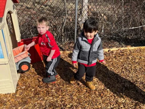 two boys in a garden