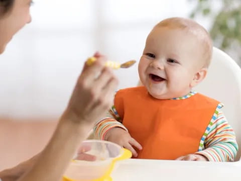 a baby eating food