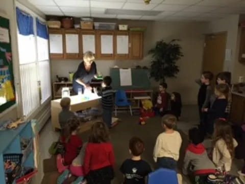 a group of children in a classroom