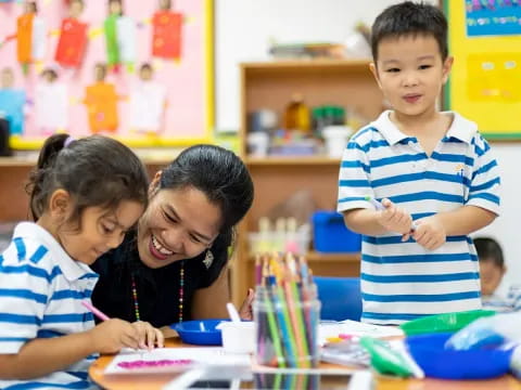 a teacher and her students