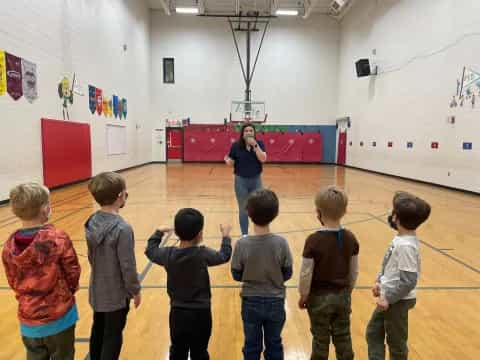 a group of children in a gymnasium