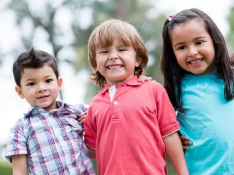 a group of children smiling