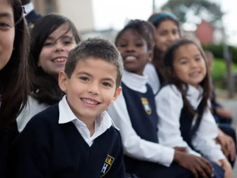 a group of children smiling