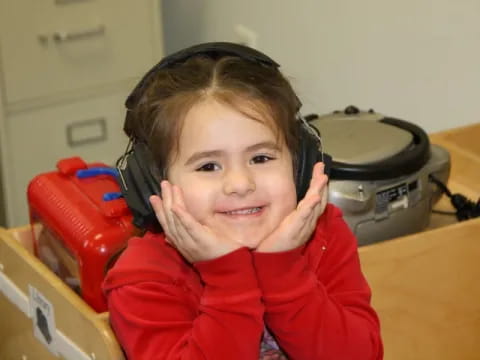 a child wearing headphones