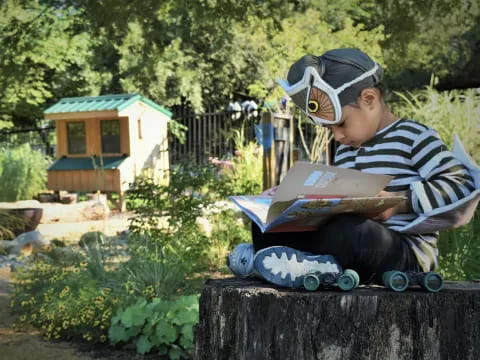 a kid reading a book