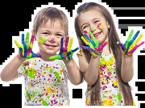 a couple of girls with painted faces