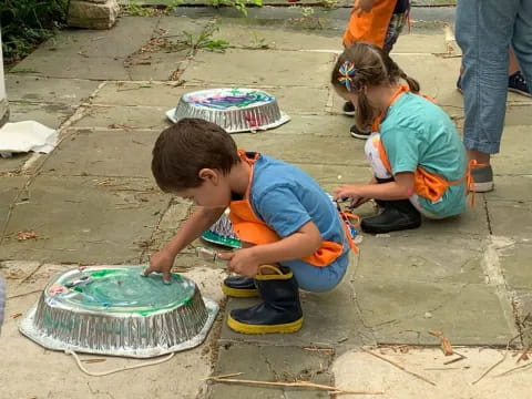 children playing with sand