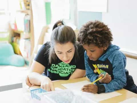 a few children studying