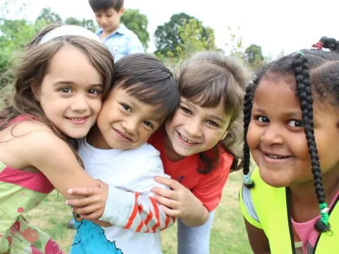 a group of children smiling