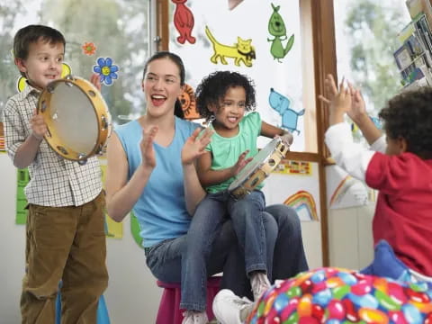 a group of kids holding musical instruments