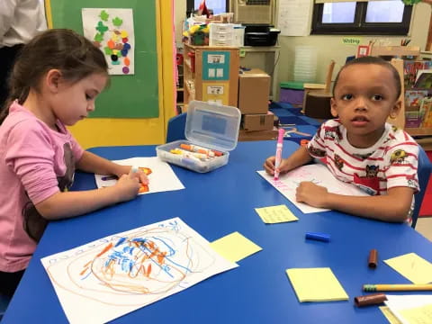 a few children sitting at a table