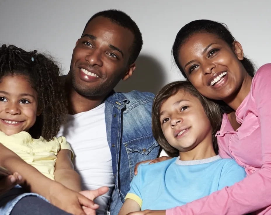 a family posing for a picture