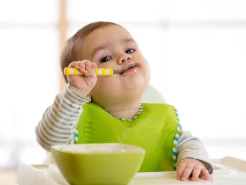 a baby eating food