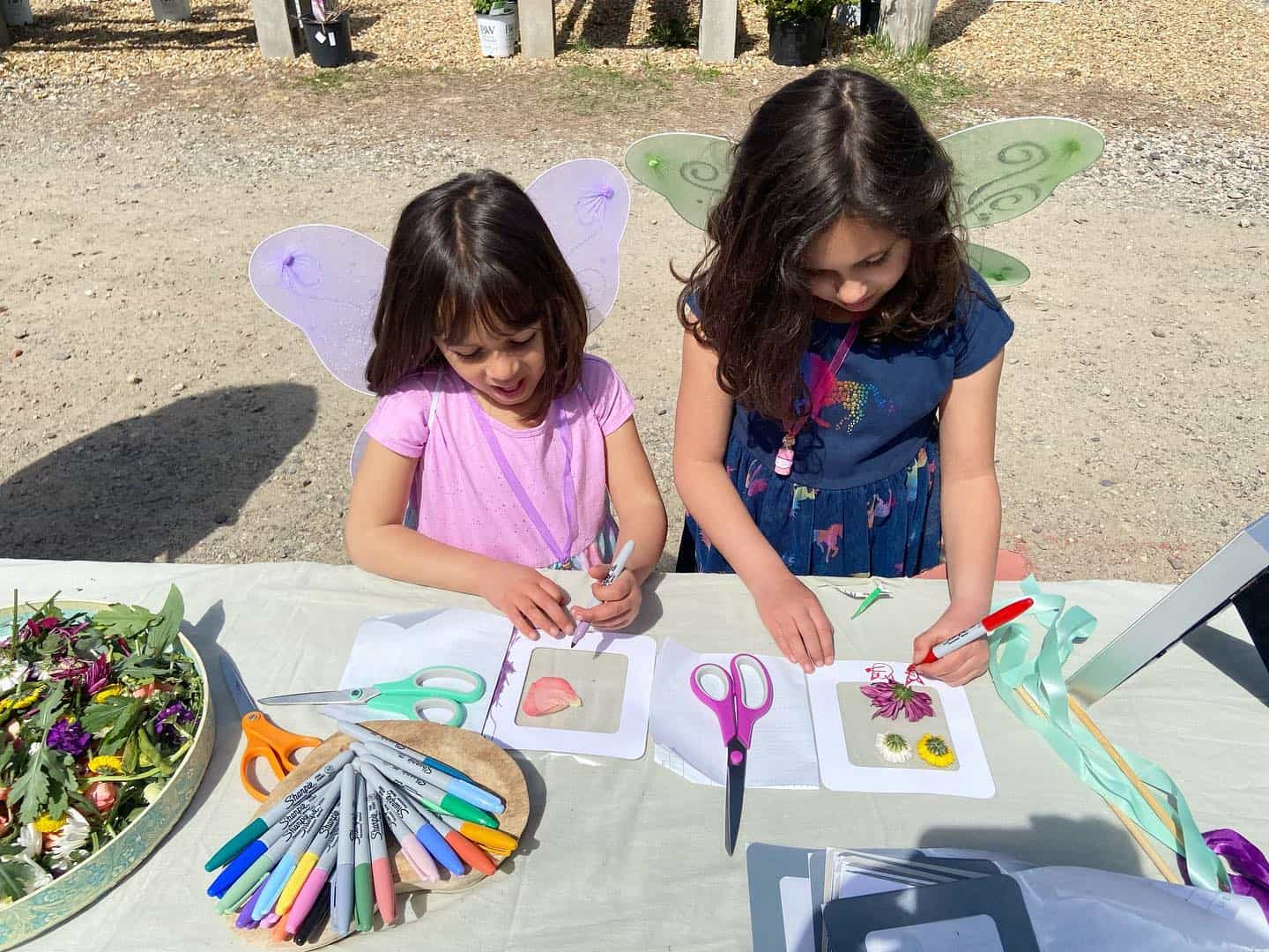 a couple of girls painting