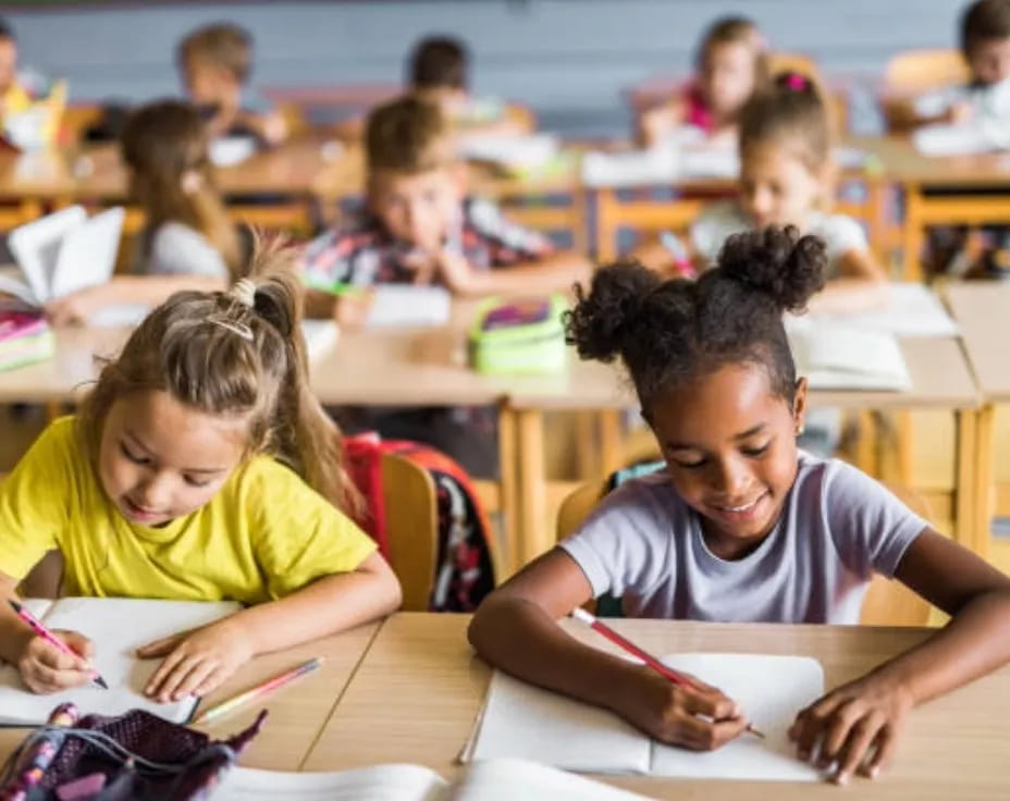 a group of children in a classroom