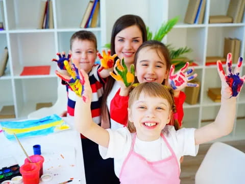 a group of children smiling