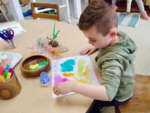 a child drawing on a paper