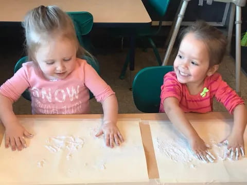 a couple of young girls painting