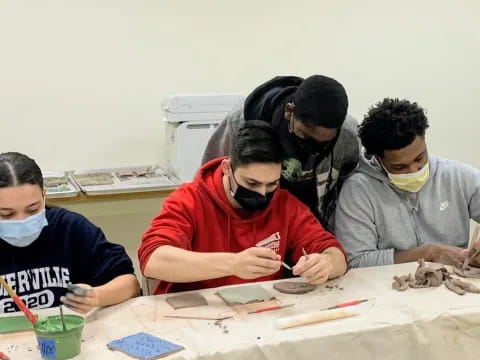 a group of people wearing masks